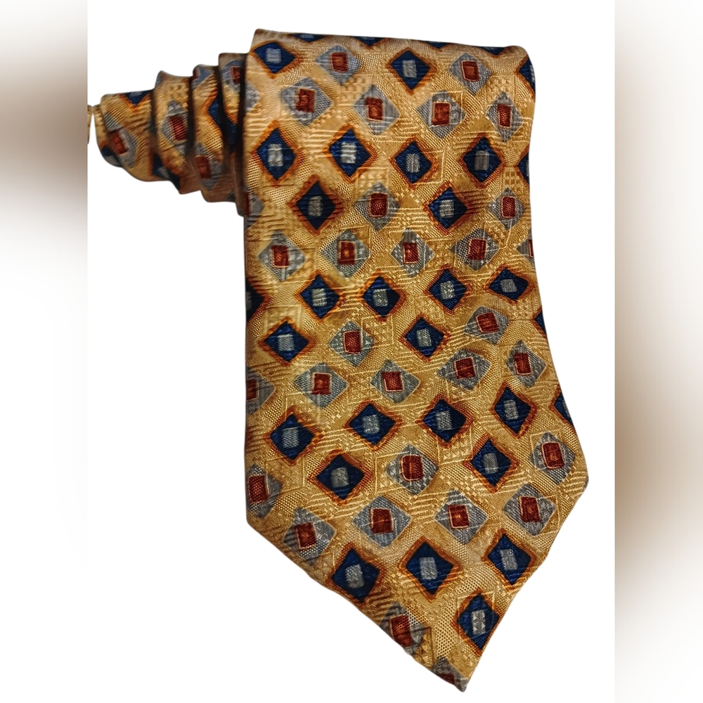 Elegant Ferrell Reed Gold and Blue Patterned Tie